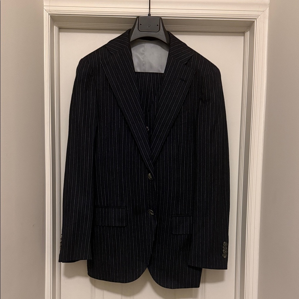 Classic Navy Pinstripe Men's 3 piece suit